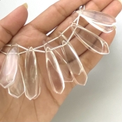 Crystal Quartz 28-40mm Smooth Fancy Shape AAA Grade Gemstone Beads Lot - Total 2 Strands of 8 Inch.
