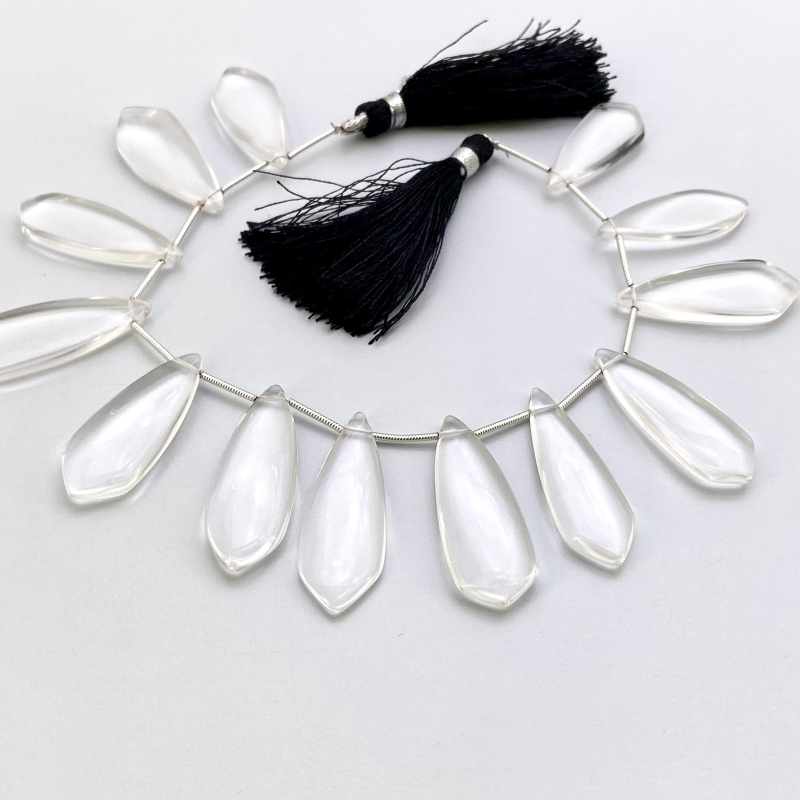 Crystal Quartz 28-40mm Smooth Fancy Shape AAA Grade Gemstone Beads Lot - Total 2 Strands of 8 Inch.