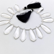 Crystal Quartz 28-40mm Smooth Fancy Shape AAA Grade Gemstone Beads Lot - Total 2 Strands of 8 Inch.