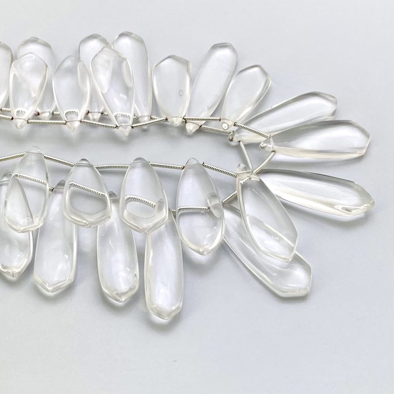 Crystal Quartz 28-40mm Smooth Fancy Shape AAA Grade Gemstone Beads Lot - Total 2 Strands of 8 Inch.