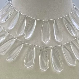 Crystal Quartz 30-40mm Smooth Fancy Shape AAA Grade Gemstone Beads Lot - Total 2 Strands of 8 Inch.