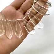 Crystal Quartz 30-40mm Smooth Fancy Shape AAA Grade Gemstone Beads Lot - Total 2 Strands of 8 Inch.