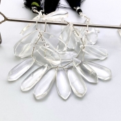 Crystal Quartz 30-40mm Smooth Fancy Shape AAA Grade Gemstone Beads Lot - Total 2 Strands of 8 Inch.