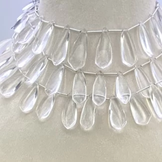 Crystal Quartz 25-29mm Smooth Fancy Shape AAA Grade Gemstone Beads Lot - Total 3 Strands of 8 Inch.