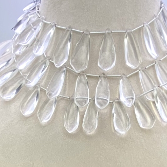 Crystal Quartz 25-29mm Smooth Fancy Shape AAA Grade Gemstone Beads Lot - Total 3 Strands of 8 Inch.