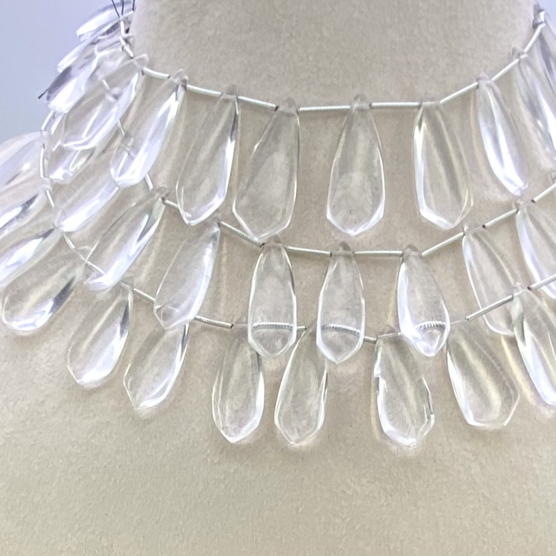 Crystal Quartz 25-29mm Smooth Fancy Shape AAA Grade Gemstone Beads Lot - Total 3 Strands of 8 Inch.