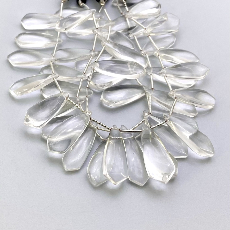 Crystal Quartz 25-29mm Smooth Fancy Shape AAA Grade Gemstone Beads Lot - Total 3 Strands of 8 Inch.