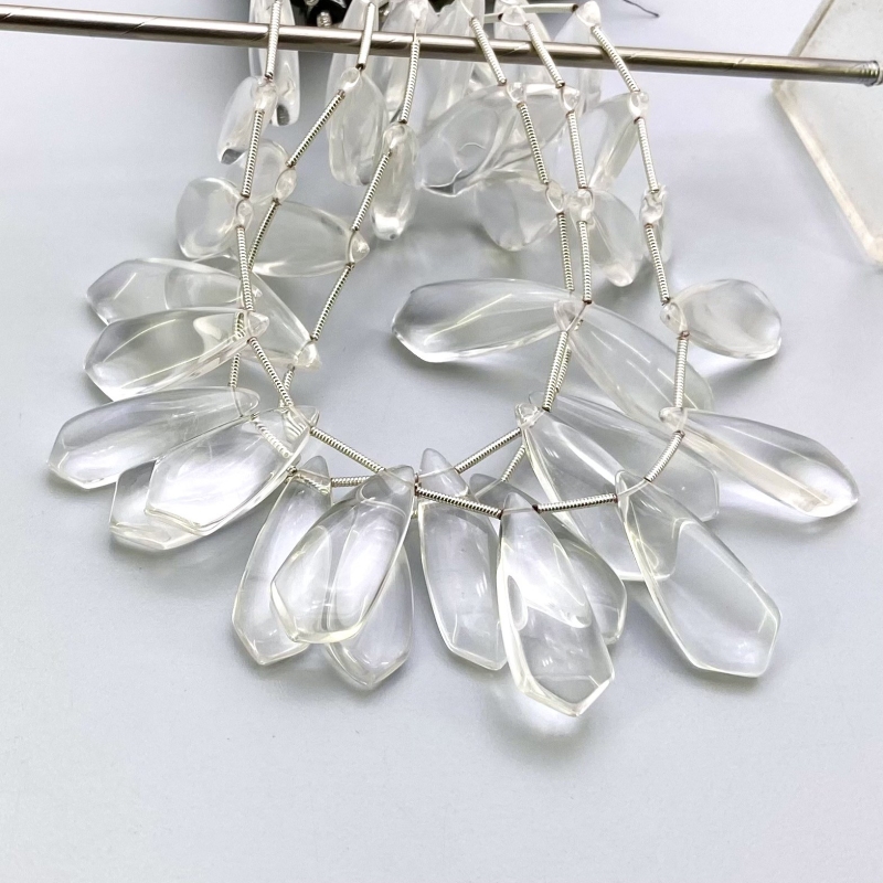 Crystal Quartz 25-29mm Smooth Fancy Shape AAA Grade Gemstone Beads Lot - Total 3 Strands of 8 Inch.