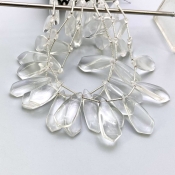 Crystal Quartz 25-29mm Smooth Fancy Shape AAA Grade Gemstone Beads Lot - Total 3 Strands of 8 Inch.