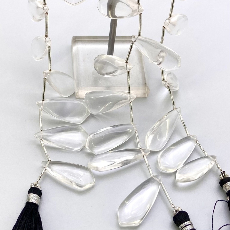 Crystal Quartz 25-29mm Smooth Fancy Shape AAA Grade Gemstone Beads Lot - Total 3 Strands of 8 Inch.