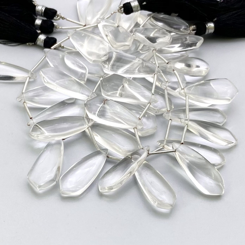 Crystal Quartz 25-29mm Smooth Fancy Shape AAA Grade Gemstone Beads Lot - Total 3 Strands of 8 Inch.