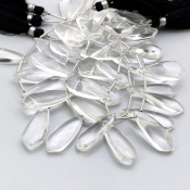 Crystal Quartz 25-29mm Smooth Fancy Shape AAA Grade Gemstone Beads Lot - Total 3 Strands of 8 Inch.