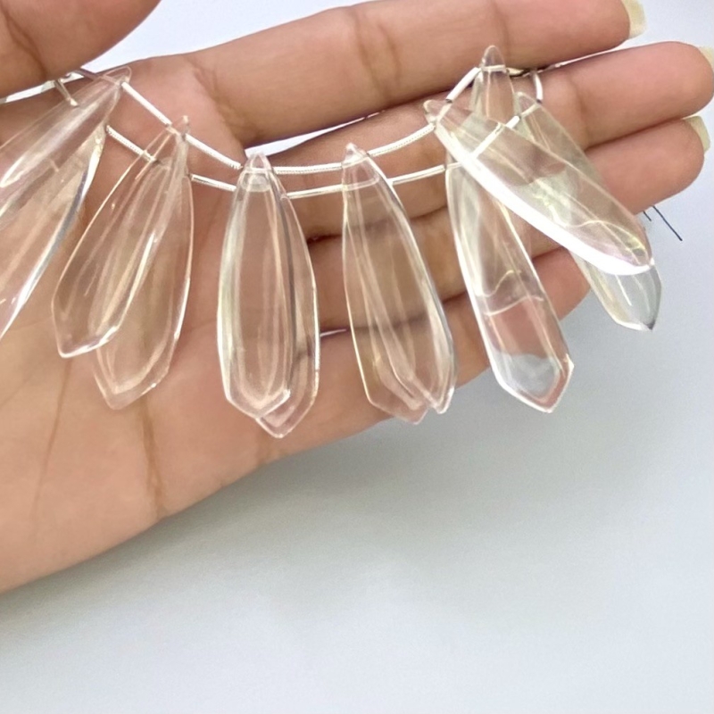 Crystal Quartz 39-54mm Smooth Fancy Shape AAA Grade Gemstone Beads Lot - Total 2 Strands of 8 Inch.