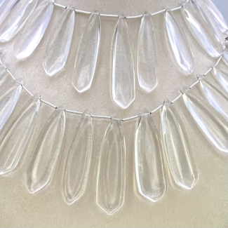 Crystal Quartz 39-54mm Smooth Fancy Shape AAA Grade Gemstone Beads Lot - Total 2 Strands of 8 Inch.
