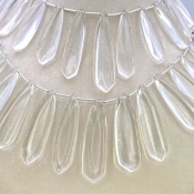 Crystal Quartz 39-54mm Smooth Fancy Shape AAA Grade Gemstone Beads Lot - Total 2 Strands of 8 Inch.