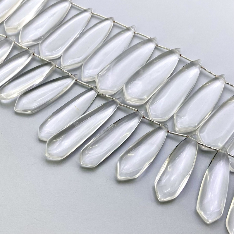 Crystal Quartz 39-54mm Smooth Fancy Shape AAA Grade Gemstone Beads Lot - Total 2 Strands of 8 Inch.