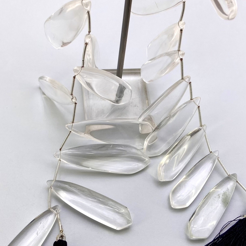 Crystal Quartz 39-54mm Smooth Fancy Shape AAA Grade Gemstone Beads Lot - Total 2 Strands of 8 Inch.