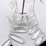 Crystal Quartz 39-54mm Smooth Fancy Shape AAA Grade Gemstone Beads Lot - Total 2 Strands of 8 Inch.