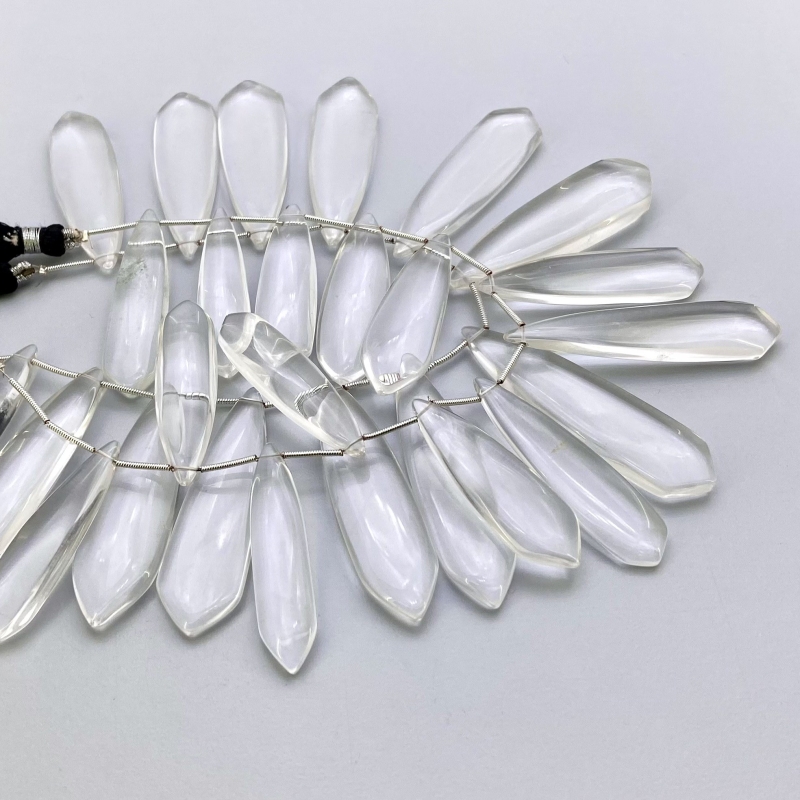 Crystal Quartz 39-54mm Smooth Fancy Shape AAA Grade Gemstone Beads Lot - Total 2 Strands of 8 Inch.