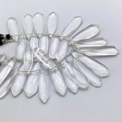 Crystal Quartz 39-54mm Smooth Fancy Shape AAA Grade Gemstone Beads Lot - Total 2 Strands of 8 Inch.