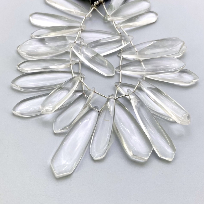 Crystal Quartz 39-54mm Smooth Fancy Shape AAA Grade Gemstone Beads Lot - Total 2 Strands of 8 Inch.