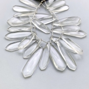 Crystal Quartz 39-54mm Smooth Fancy Shape AAA Grade Gemstone Beads Lot - Total 2 Strands of 8 Inch.