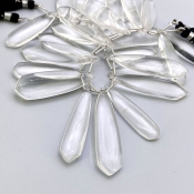 Crystal Quartz 39-54mm Smooth Fancy Shape AAA Grade Gemstone Beads Lot - Total 2 Strands of 8 Inch.