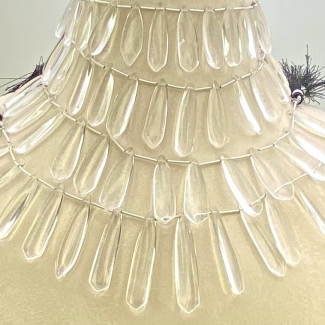 Crystal Quartz 24-45mm Smooth Fancy Shape AAA Grade Gemstone Beads Lot - Total 4 Strands of 8 Inch.