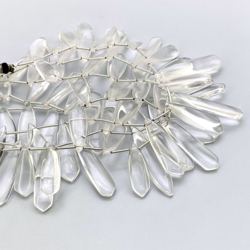 Crystal Quartz 24-45mm Smooth Fancy Shape AAA Grade Gemstone Beads Lot - Total 4 Strands of 8 Inch.