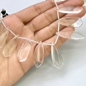 Crystal Quartz 25-35mm Smooth Fancy Shape AAA Grade Gemstone Beads Lot - Total 2 Strands of 8 Inch.