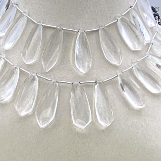 Crystal Quartz 25-35mm Smooth Fancy Shape AAA Grade Gemstone Beads Lot - Total 2 Strands of 8 Inch.