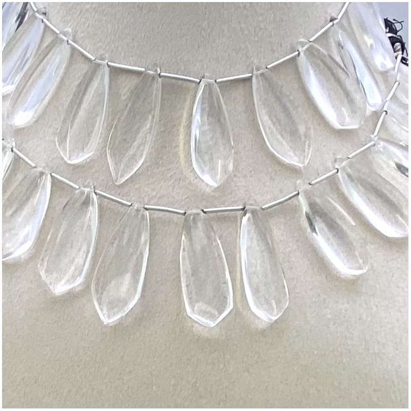 Crystal Quartz 25-35mm Smooth Fancy Shape AAA Grade Gemstone Beads Lot - Total 2 Strands of 8 Inch.