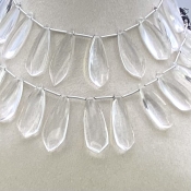 Crystal Quartz 25-35mm Smooth Fancy Shape AAA Grade Gemstone Beads Lot - Total 2 Strands of 8 Inch.