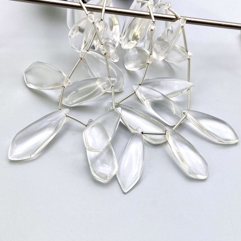 Crystal Quartz 25-35mm Smooth Fancy Shape AAA Grade Gemstone Beads Lot - Total 2 Strands of 8 Inch.