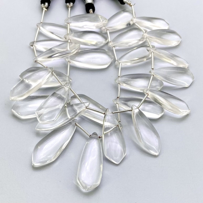 Crystal Quartz 25-35mm Smooth Fancy Shape AAA Grade Gemstone Beads Lot - Total 2 Strands of 8 Inch.