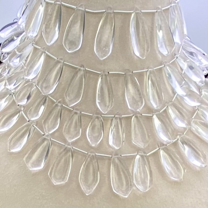 Crystal Quartz 18-27mm Smooth Fancy Shape AAA Grade Gemstone Beads Lot - Total 4 Strands of 8 Inch.