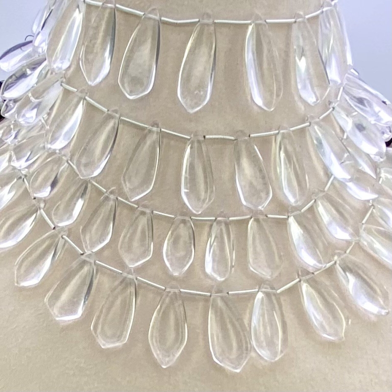Crystal Quartz 18-27mm Smooth Fancy Shape AAA Grade Gemstone Beads Lot - Total 4 Strands of 8 Inch.
