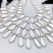 Crystal Quartz 18-27mm Smooth Fancy Shape AAA Grade Gemstone Beads Lot - Total 4 Strands of 8 Inch.