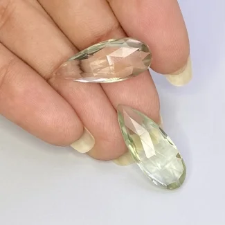  16.60 Cts. Green Amethyst 22x9.5mm Briolette Pear Shape AAA Grade Matched Gemstone Beads Pair - Total 2 Pcs.