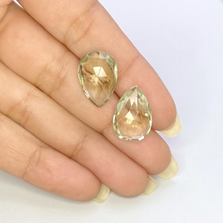 19.85 Cts. Green Amethyst 17.5x12mm Briolette Pear Shape AAA Grade Matched Gemstone Beads Pair - Total 2 Pcs.