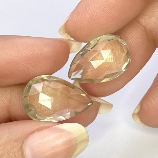  22 Cts. Green Amethyst 18mm Briolette Pear Shape AAA Grade Matched Gemstone Beads Pair - Total 2 Pcs.
