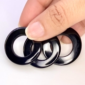 59.45 Carat Black Onyx 29.5-31mm Carved Donut Shape AAA Grade Matched Gemstone Carvings Set - Total 3 Pcs.