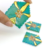 194.15 Carat Turquoise 37x30-52x42mm Carved Fancy Shape AAA Grade Matched Gemstone Carvings Set - Total 3 Pcs.