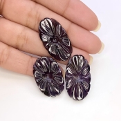 44.55 Carat Blue Tourmaline 29-27mm Carved Fancy Shape AA Grade Matched Gemstone Carvings Set - Total 3 Pcs.