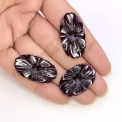 44.55 Carat Blue Tourmaline 29-27mm Carved Fancy Shape AA Grade Matched Gemstone Carvings Set - Total 3 Pcs.