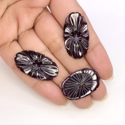 44.55 Carat Blue Tourmaline 29-27mm Carved Fancy Shape AA Grade Matched Gemstone Carvings Set - Total 3 Pcs.