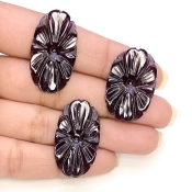 44.55 Carat Blue Tourmaline 29-27mm Carved Fancy Shape AA Grade Matched Gemstone Carvings Set - Total 3 Pcs.