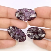 44.55 Carat Blue Tourmaline 29-27mm Carved Fancy Shape AA Grade Matched Gemstone Carvings Set - Total 3 Pcs.