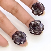 27.45 Carat Blue Tourmaline 20-17.5mm Carved Fancy Shape AA Grade Matched Gemstone Carvings Set - Total 3 Pcs.