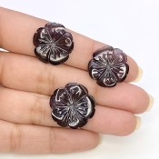 27.45 Carat Blue Tourmaline 20-17.5mm Carved Fancy Shape AA Grade Matched Gemstone Carvings Set - Total 3 Pcs.